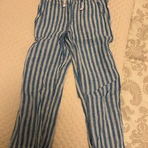 Blue and White Striped Pants